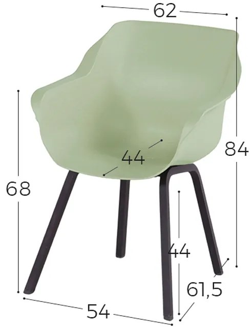 Hartman Sophie Element dining armstoel - French Green - Alu poot