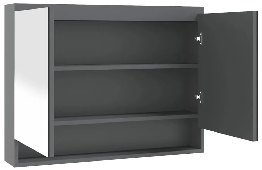 vidaXL Badkamerkast met spiegel 80x15x60 cm MDF grijs