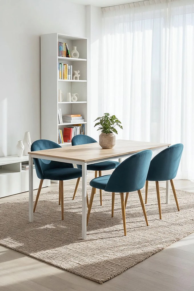 Set 4 Vint Fluwelen Stoelen