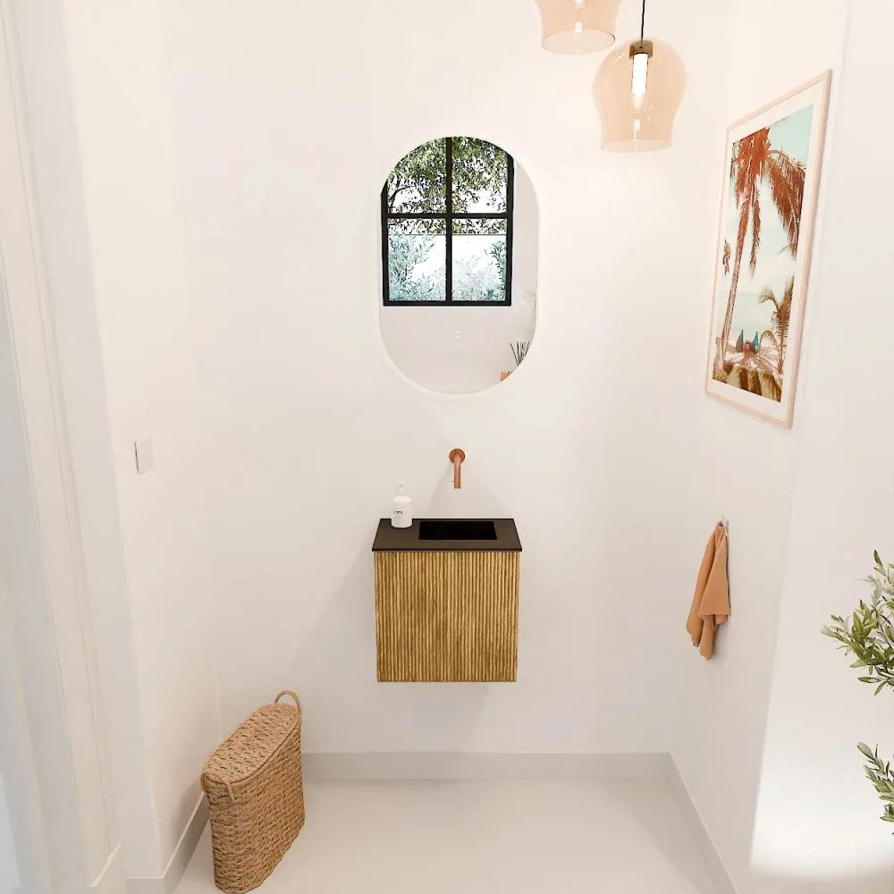 Mondiaz Joya 40cm toiletmeubel oak met wastafel faye rechts zonder kraangat urban