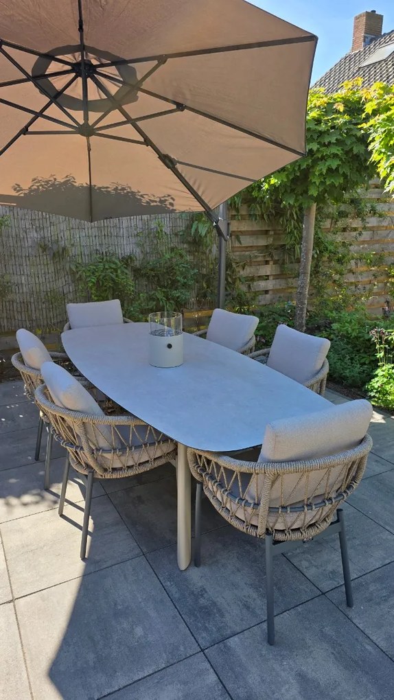 Julia naturel rope dining tuinstoel - Antraciet