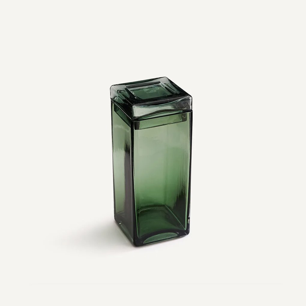 Handgeblazen glazen doos, hoogte 19,2 cm, OROA