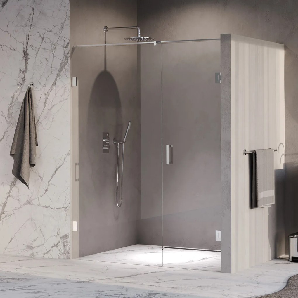 Brauer Void profielloze nisdeur 150cm met draaideur 70cm aan muur chroom