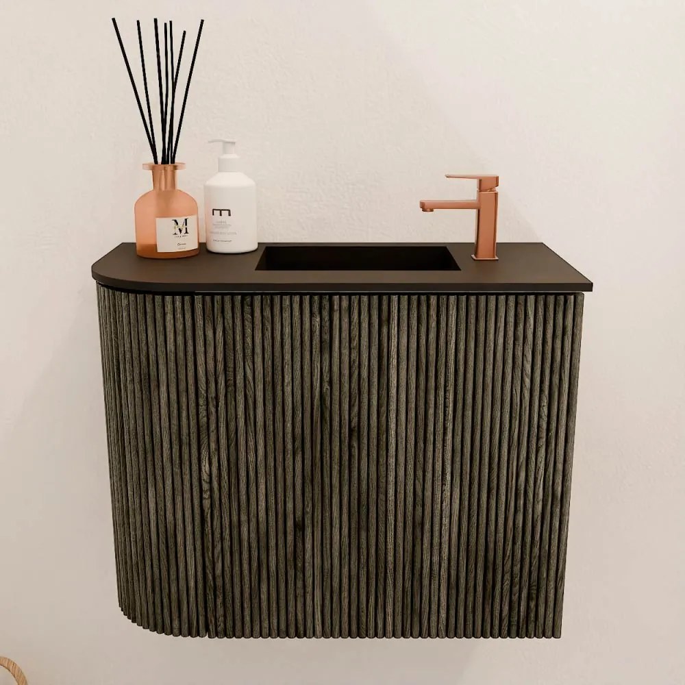 Mondiaz Joya 50cm toiletmeubel ronding links shadow met wastafel faye rechts 1 kraangat urban
