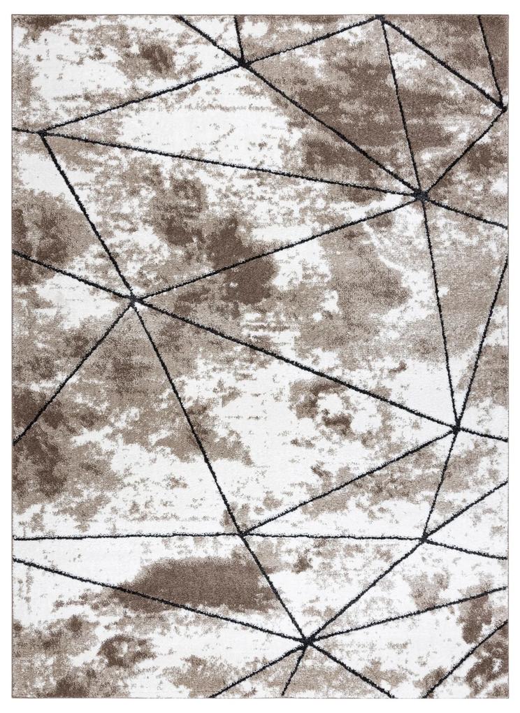 Tapijt modern COZY Polygons, geometrisch , drieho  - Structureel,  twee poolhoogte , bruin
