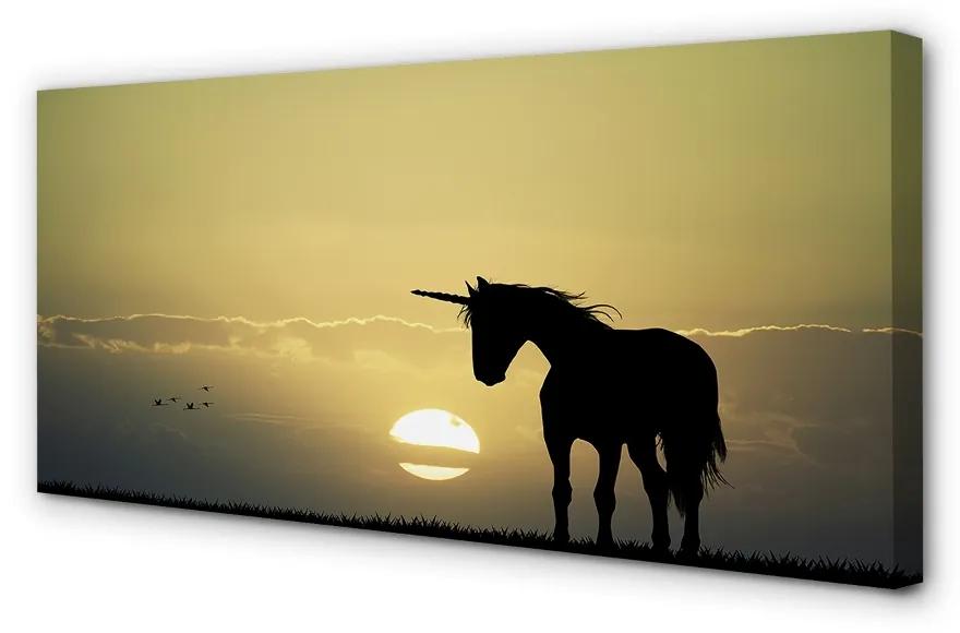 Foto op canvas Veld zonsondergang eenhoorn 100x50 cm