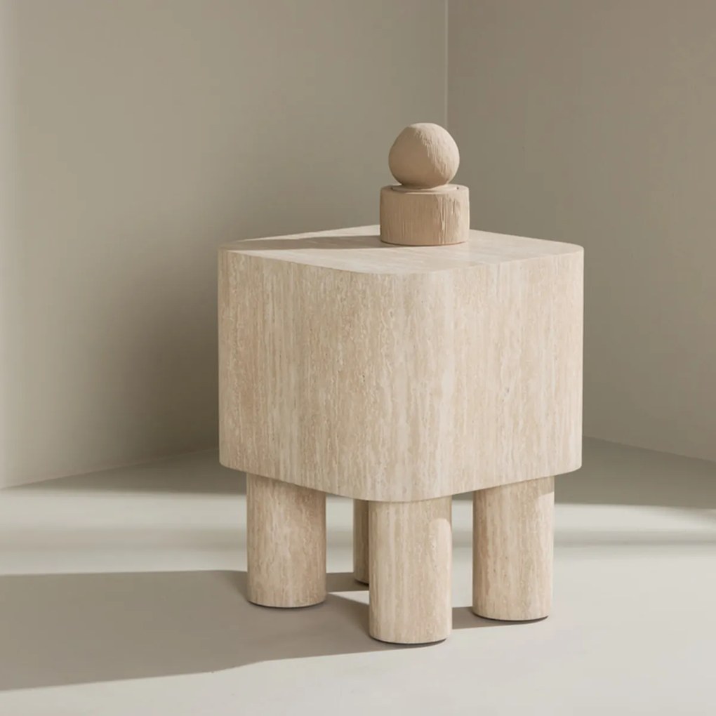 Stijlvolle Bijzettafel Beige - 40 X 40cm.