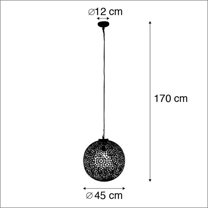 Oosterse hanglamp zwart met goud 45 cm - RadianteOosters E27 bol / globe / rond Binnenverlichting Lamp