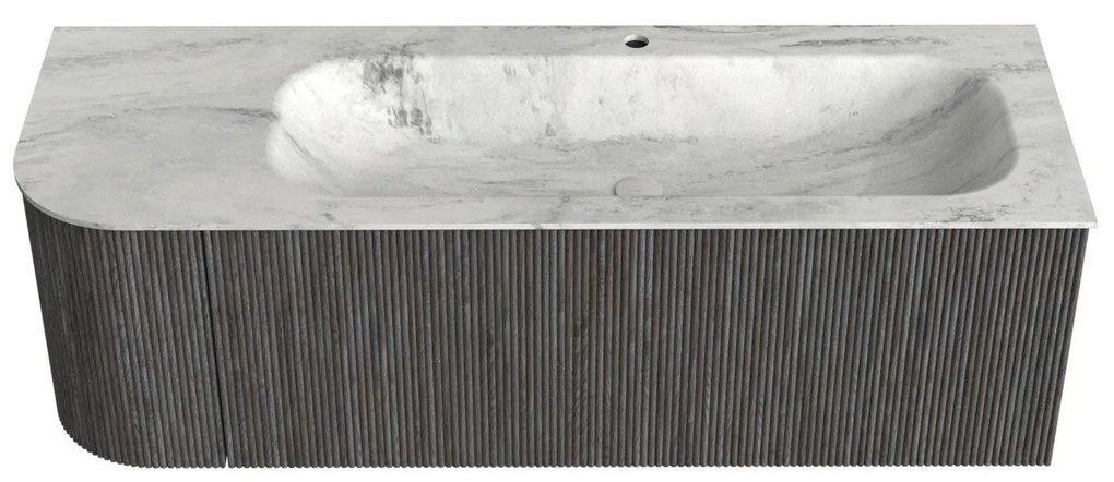 Mondiaz Kurve-dlux 135cm badmeubel ronding links shadow met 1 lade en deur en wastafel big medium kraangat rechts opalo