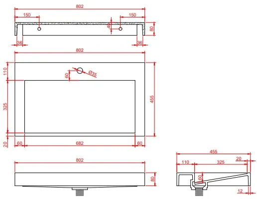 Fontana Elena badkamermeubel 80cm walnoot met solid surface wastafel 1 kraangat