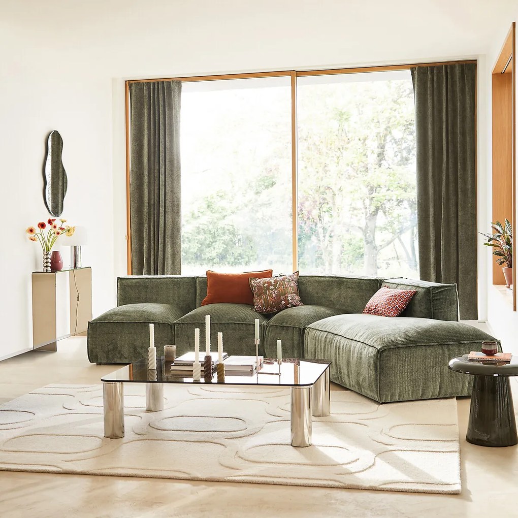 Fauteuil voor modulaire bank, in vintage ribfluweel, Seven