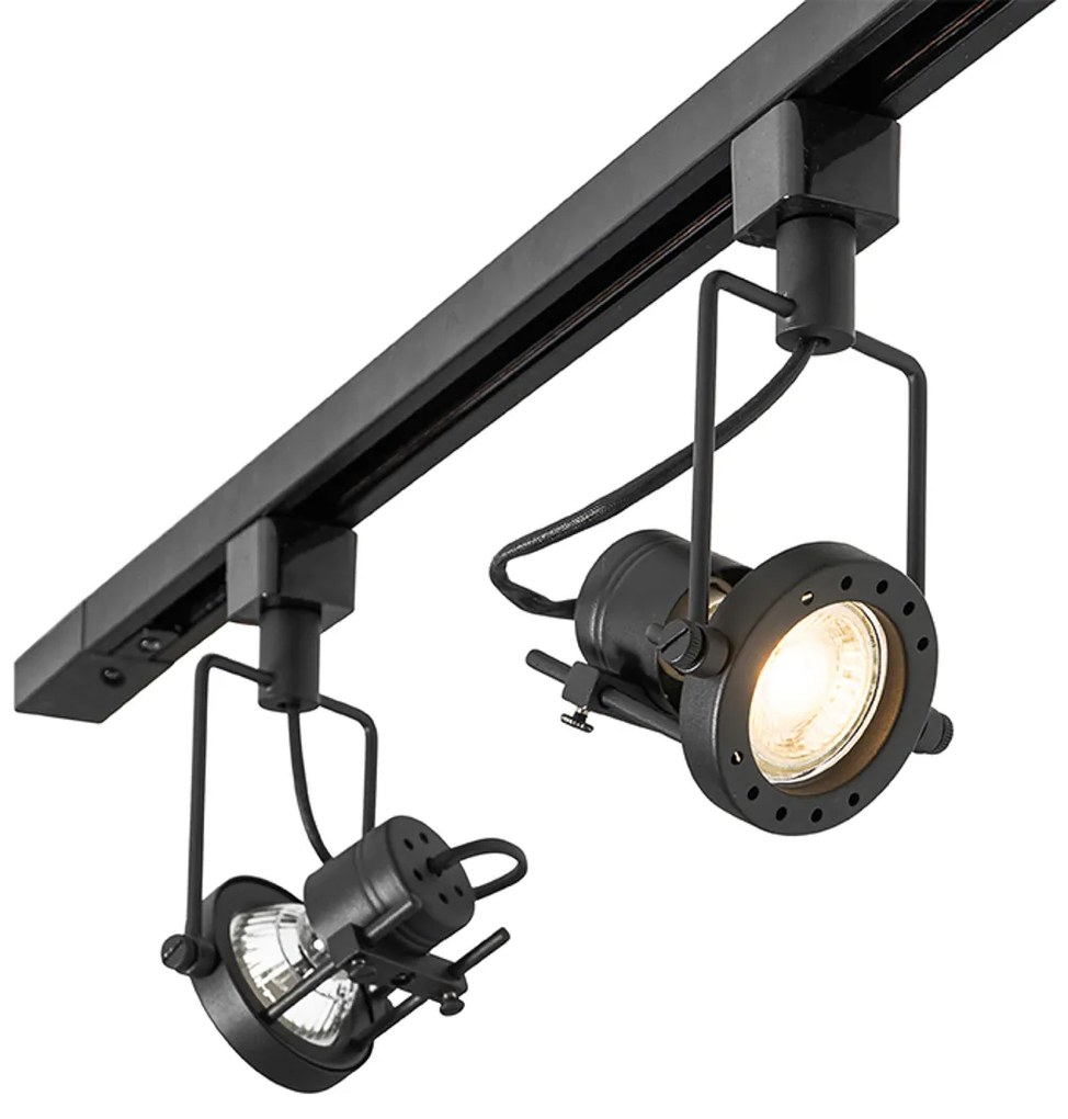 Modern railsysteem met 3 Spot / Opbouwspot / Plafondspots zwart 1-fase - Iconic Suplux Industriele / Industrie / Industrial, Modern GU10 Binnenverlichting Lamp