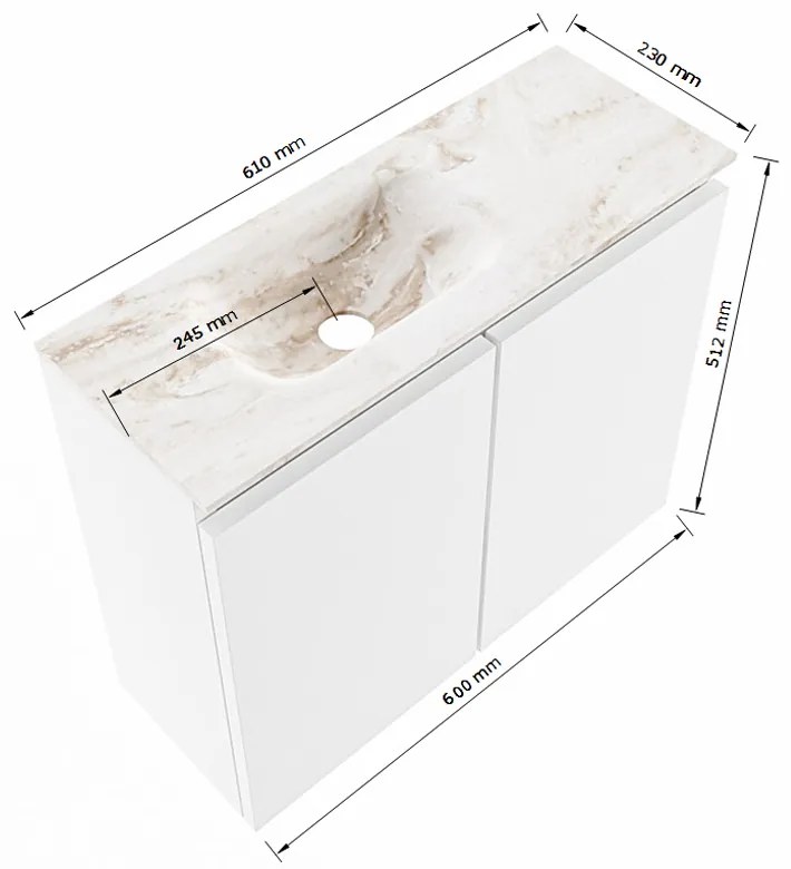 Mondiaz Ture DLux toiletmeubel 60cm urban met wastafel glace links met kraangat