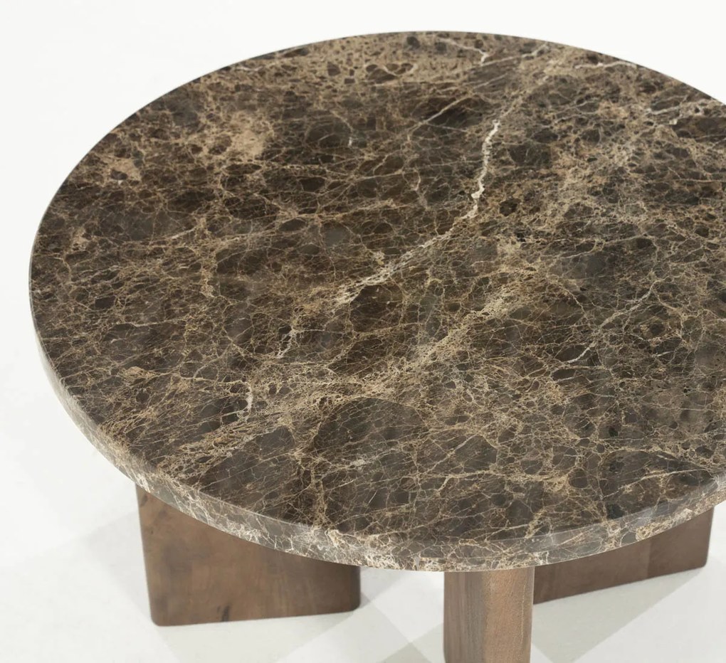 Ronde Salontafel Bruin Marmer 60 Cm - 60 X 60cm.