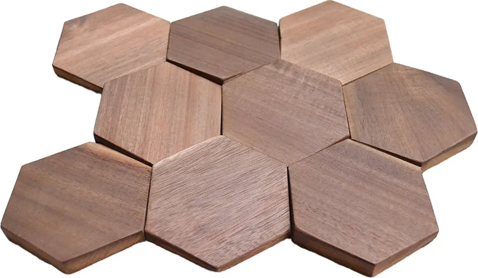 Houten Mozaïekpaneel | Walnoot Tropical | 26×30 cm | Hout | Tegel