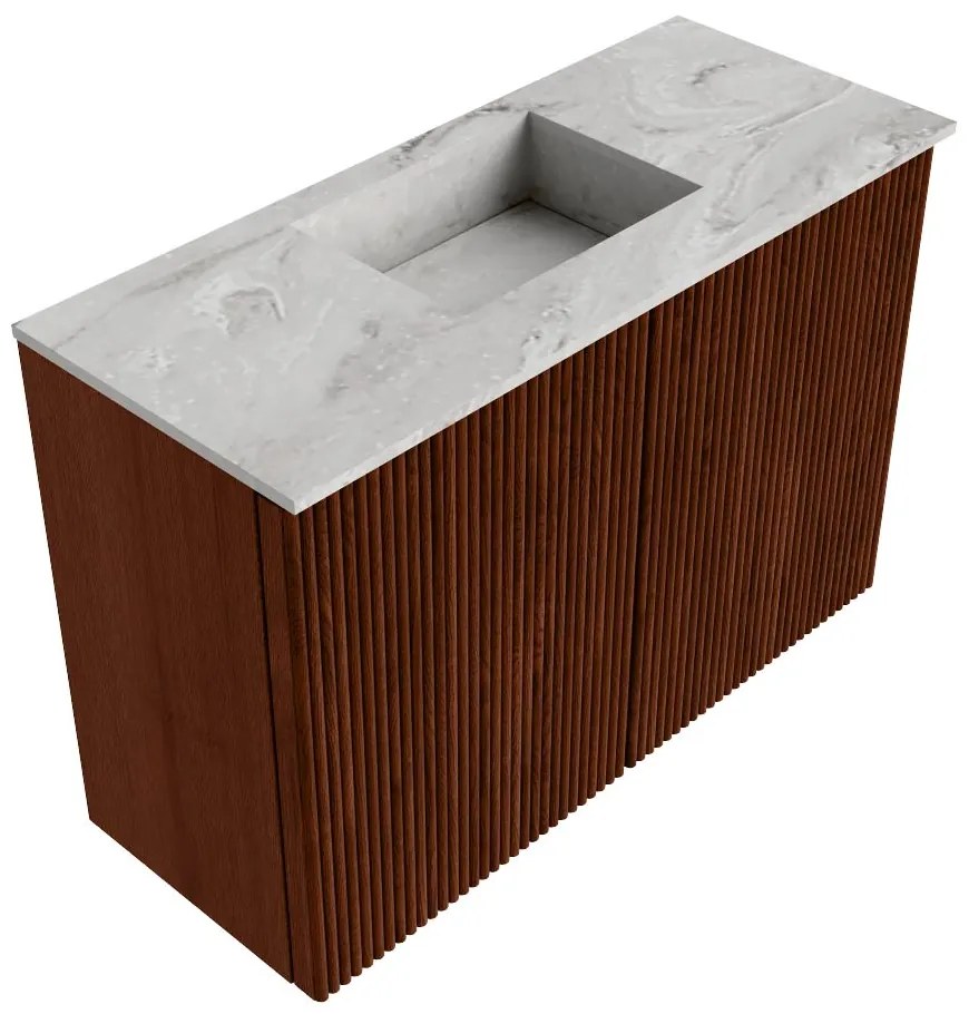 Mondiaz Joya DLux 60cm toiletmeubel ruby met wastafel faye midden 1 kraangat glace