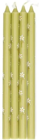 Dunne kaarsen met bloemen, 4 stuks, 20 cm