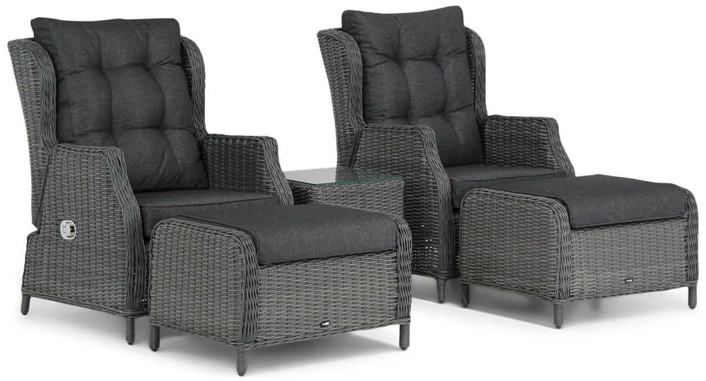 Bistroset 2 personen Wicker Zwart Garden Collections Chicago
