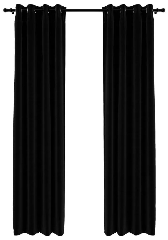 vidaXL Gordijnen linnen-look verduisterend ogen 2 st 140x245 cm zwart