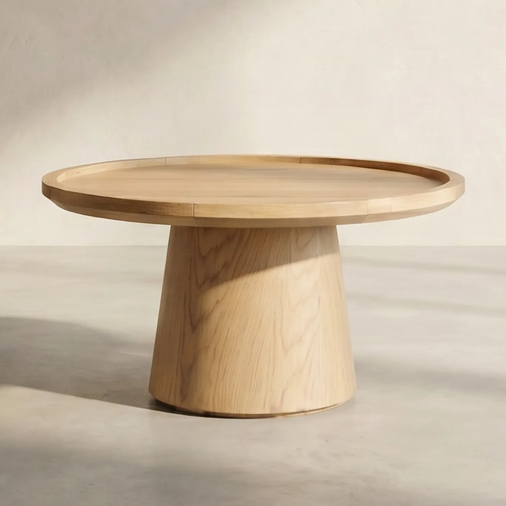 Eiken Salontafel Rond 66 Cm - 66 X 66cm.