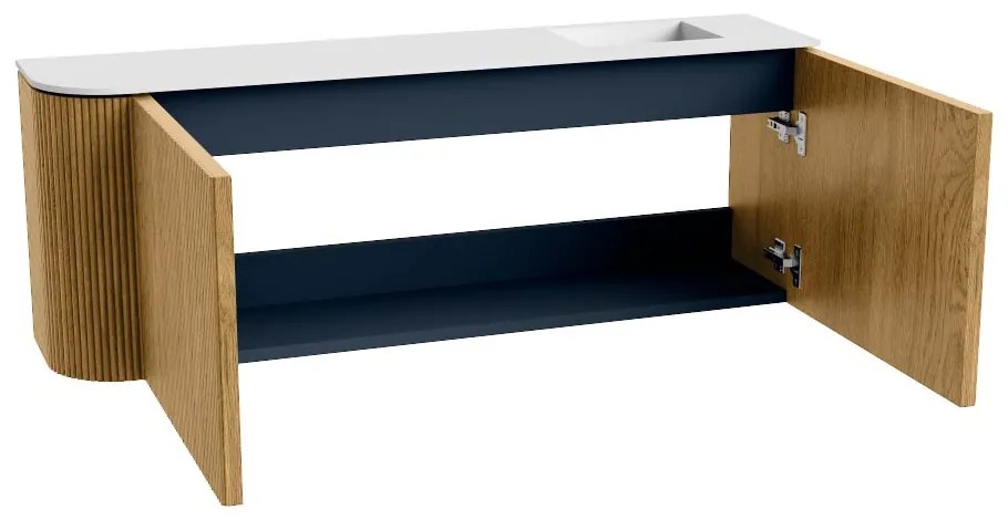 Mondiaz Joya 110cm toiletmeubel ronding links oak met wastafel faye rechts zonder kraangat talc