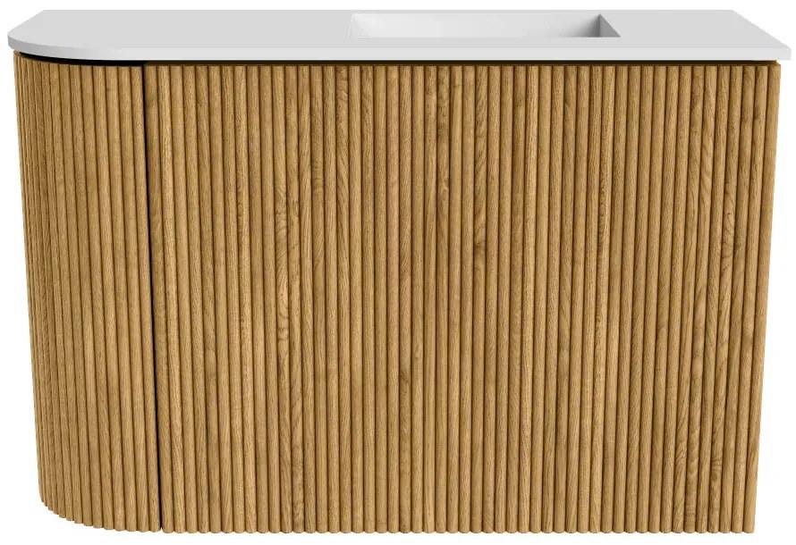 Mondiaz Joya 60cm toiletmeubel ronding links oak met wastafel faye rechts 1 kraangat talc