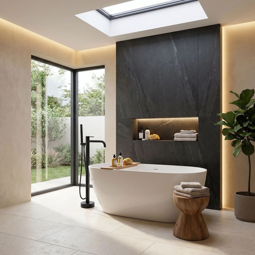 Vloeren badmengkraan Rea Clif Black