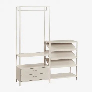 Janine 2-delige Open Modulaire Kledingkast Met Lades En Laag Stalen Schoenenrek Tapioca Beige - Sklum