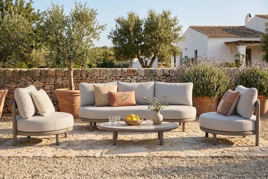 Stoel en Bank Loungeset 5 personen Aluminium Taupe  Santika Furniture Santika