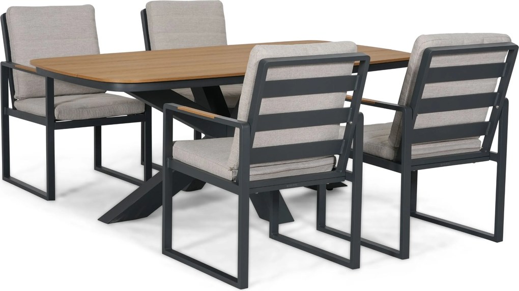 Tuinset 4 personen 180 cm Aluminium Grijs Lifestyle Garden Furniture Alessio/Camila