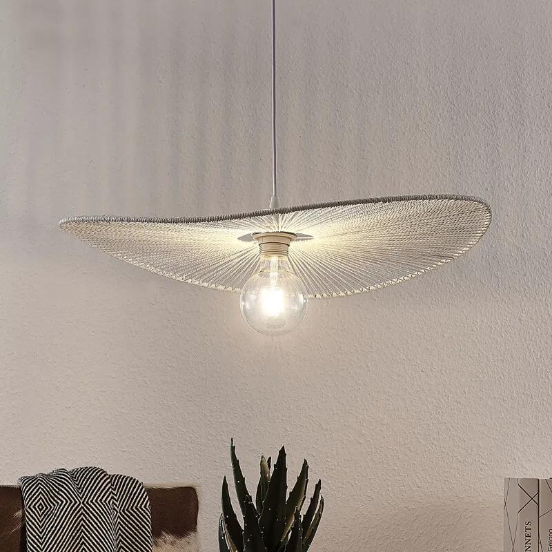Hanglamp Frido gemaakt van geweven papier, wit - lampen-24