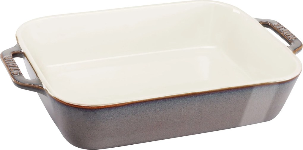 Staub Ceramique Ovenschaal 27 cm, Rechthoekig, Antiek grijs - Ceramique - Staub