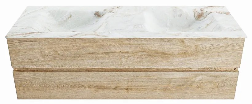 Mondiaz Vica DLux badmeubel 150cm washed oak 2 lades met wastafel frappe dubbel zonder kraangat