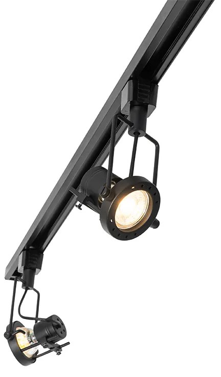 Modern railsysteem met 5 Spot / Opbouwspot / Plafondspots zwart 1-fase - Iconic Suplux Industriele / Industrie / Industrial, Modern GU10 Binnenverlichting Lamp