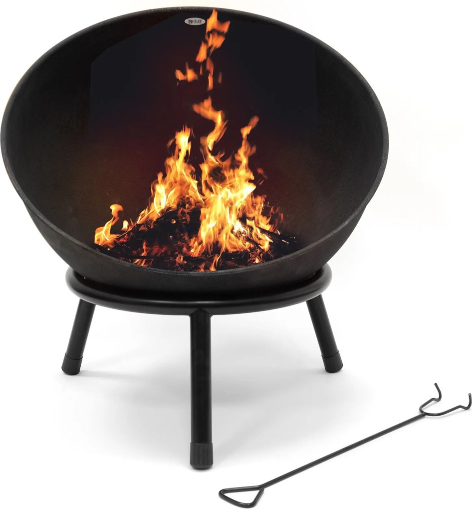 HEAT vuurkorf Kappa met open voorzijde en houtrooster – diameter 56 cm – zwart