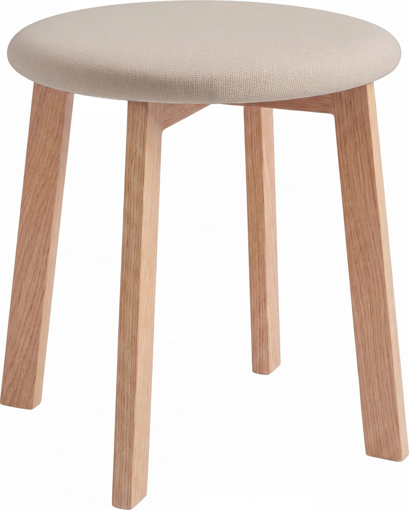 Mazzoni ZOI Beige (stof Storm 06)/eiken onderstel - RONDE GESTOFFEERDE KRUK VOOR KEUKEN/WOONKAMER