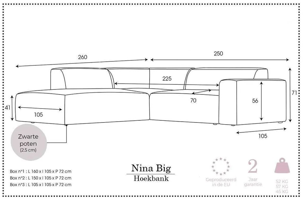 Hoekbank Nina Big links ribstof | NADUVI Collection