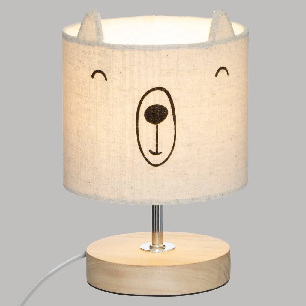 Atmosphera Nachtlampje Beer Beige Linnen - E14 - Tafellamp 21 cm