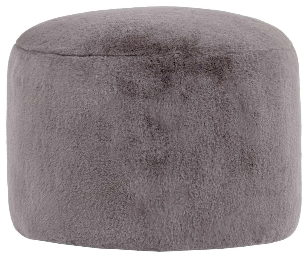 Icon Milano Rabbit Faux Fur Round Footstool Bean Bag, Light Grey