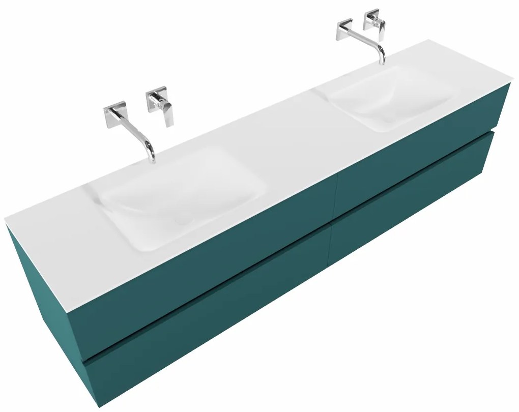 Mondiaz Vica 200cm badmeubel smag 4 lades wastafel Cloud dubbel zonder kraangat
