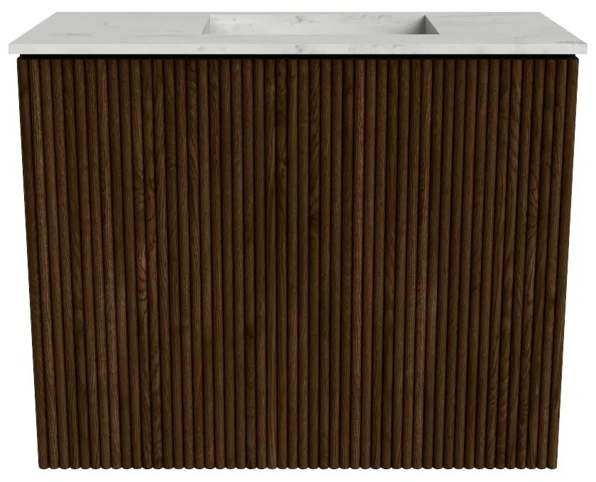 Mondiaz Joya DLux 50cm toiletmeubel walnut met wastafel faye rechts 1 kraangat opalo
