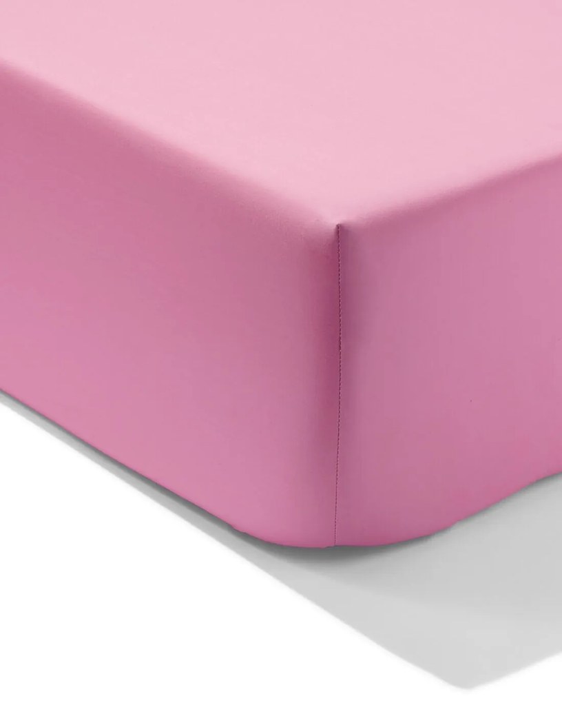 HEMA LINDA. Hoeslaken Percal 160x220 Ronduit Roze (roze)