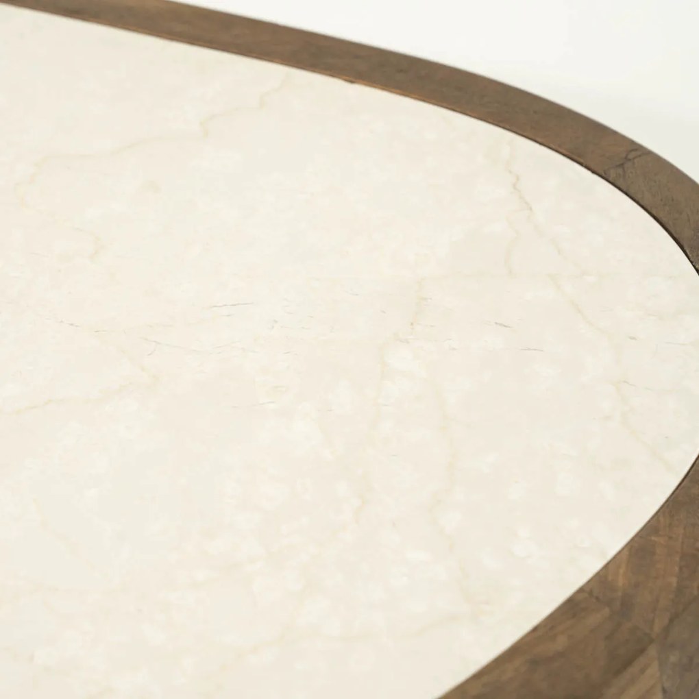 Salontafel Hout Met Marmer 60x51 Cm - 60 X 51cm.