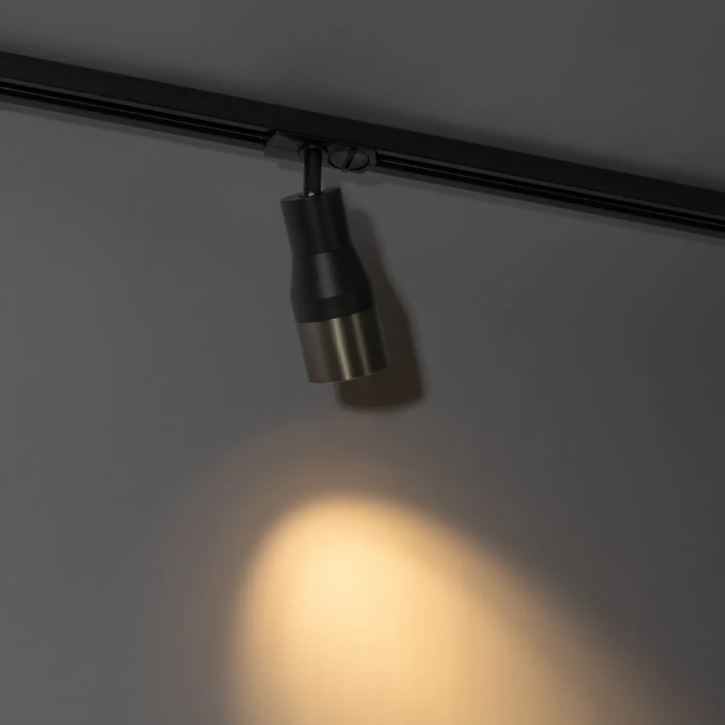 Moderne spot zwart met gunmetal voor railsysteem 1-fase GU10 50mm  - Iconic Kohua