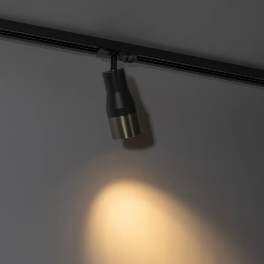 Moderne spot zwart met gunmetal voor railsysteem 1-fase GU10 50mm ...