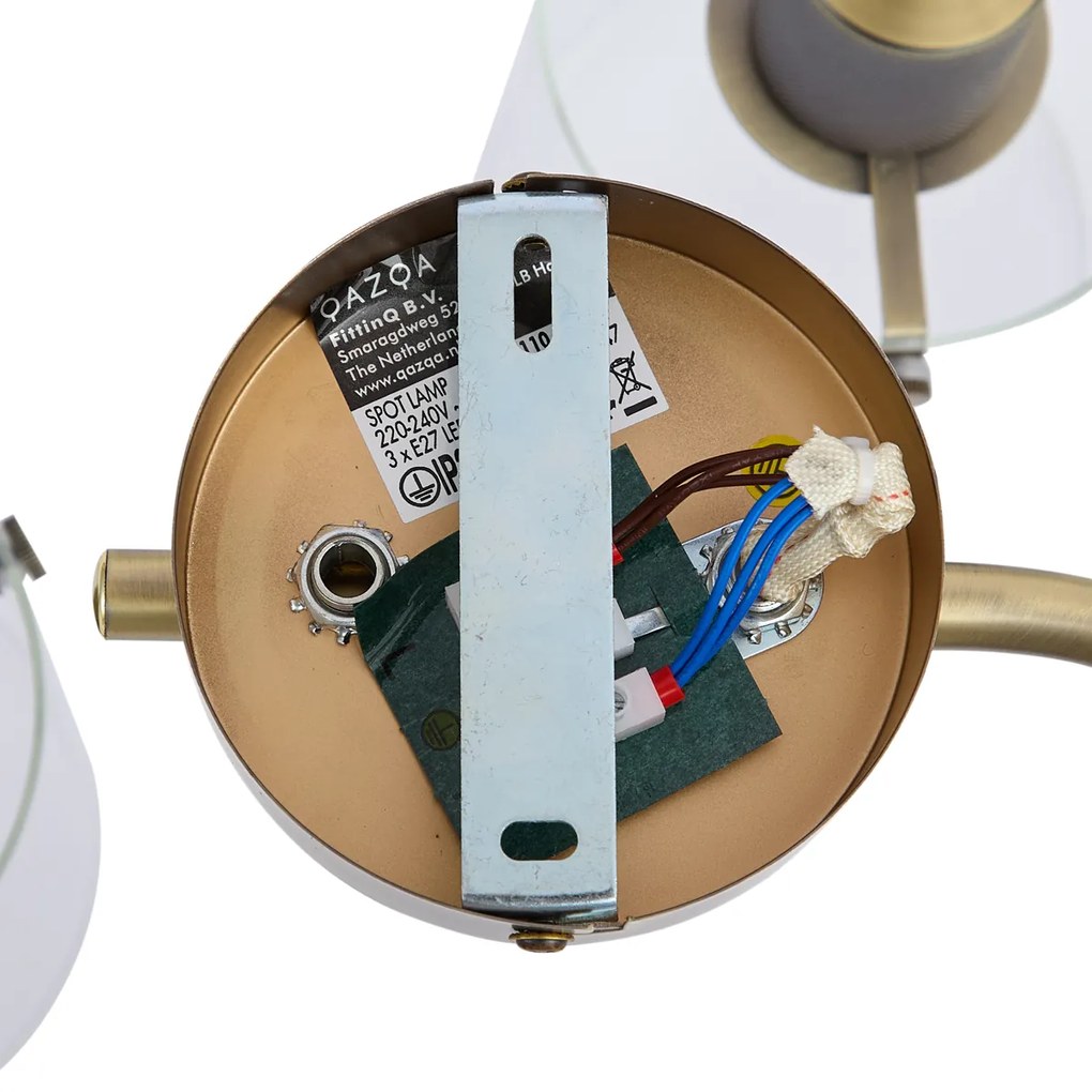 Design plafondspot brons met helder glas rond 3-lichts - Domo
