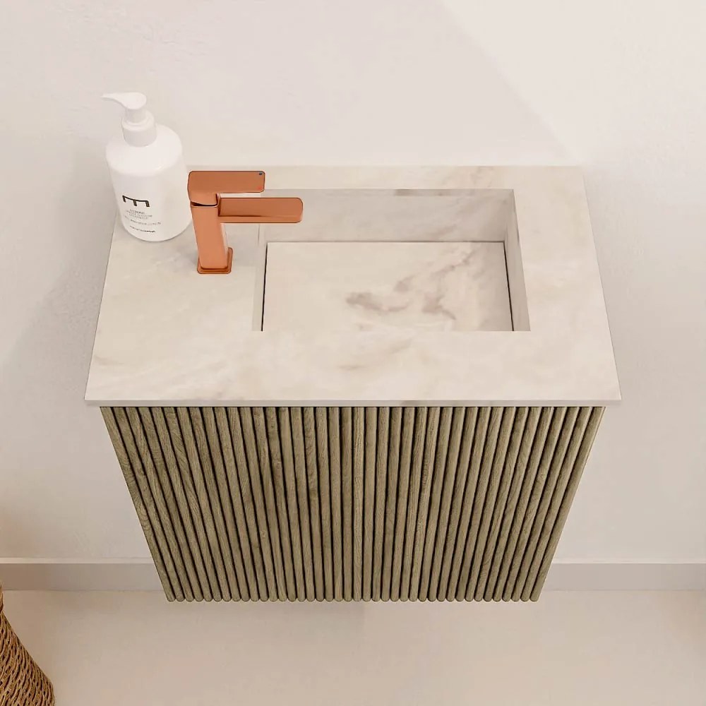 Mondiaz Joya DLux 40cm toiletmeubel dusk met wastafel faye rechts 1 kraangat frappe