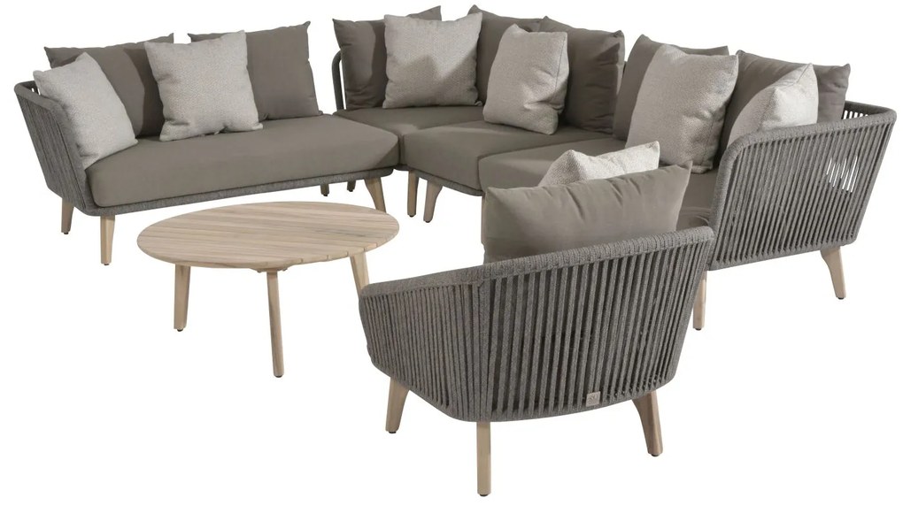 4 Seasons Outdoor Santander hoekbank met loungestoel en Gabor tafel Ø 90 cm SALE  Loungeset    zwart weerbestendig