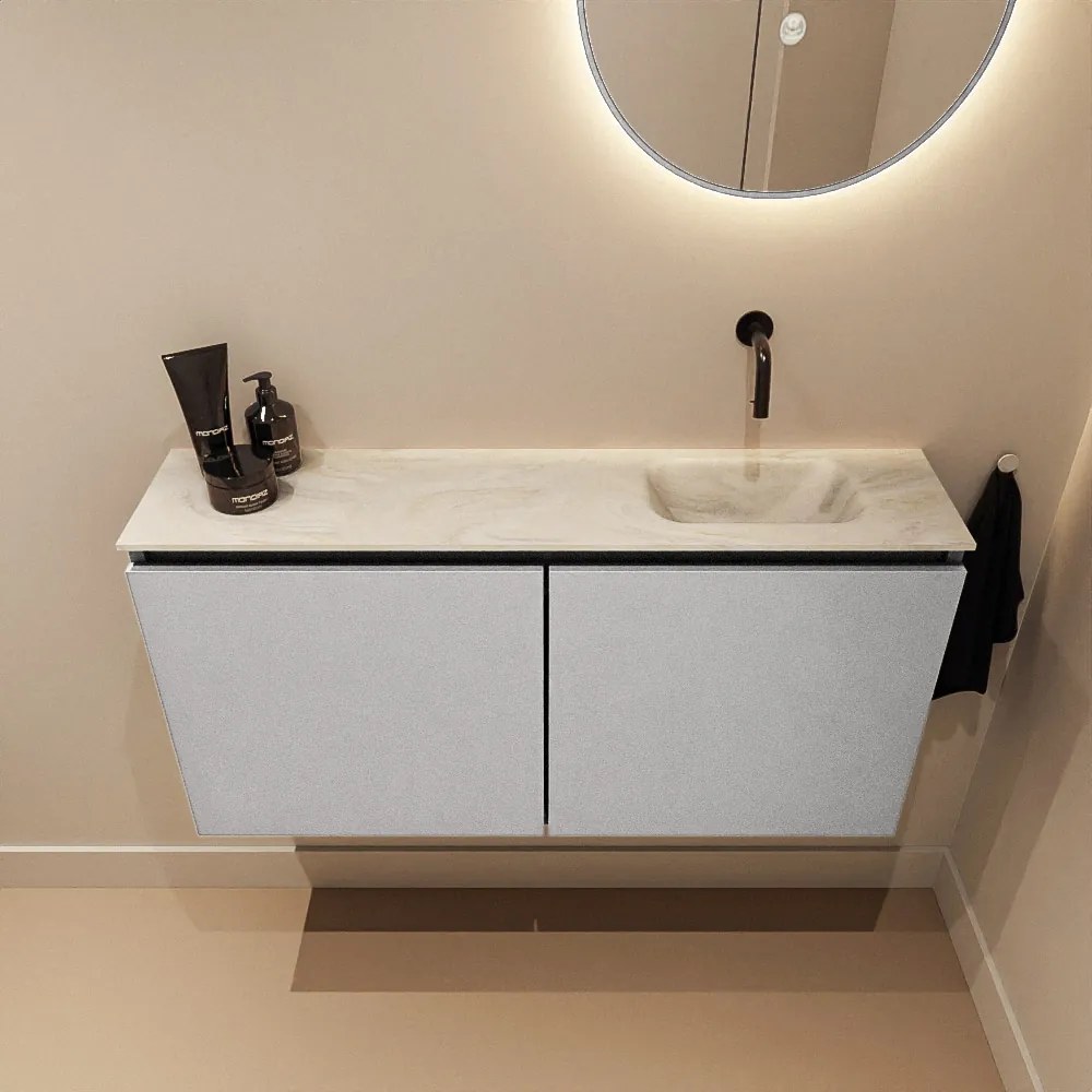 Mondiaz Ture DLux toiletmeubel 100cm plata met wastafel ostra rechts zonder kraangat