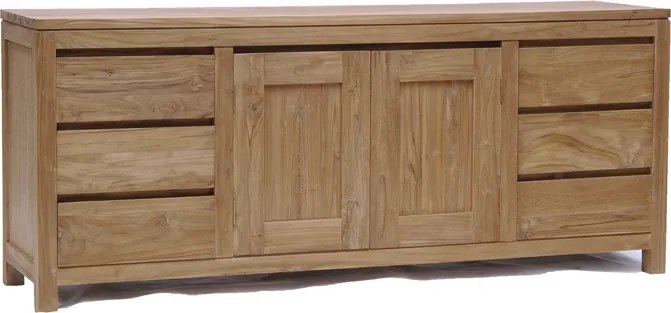 Teak Hout Dressoir Onbehandeld 180 Cm - 180x45x75cm.